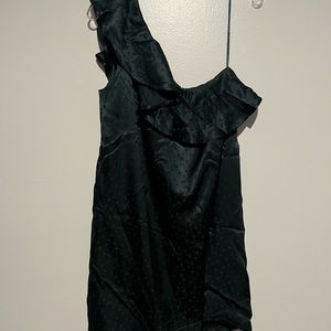Madewell One Shoulder Dress in Dark Green